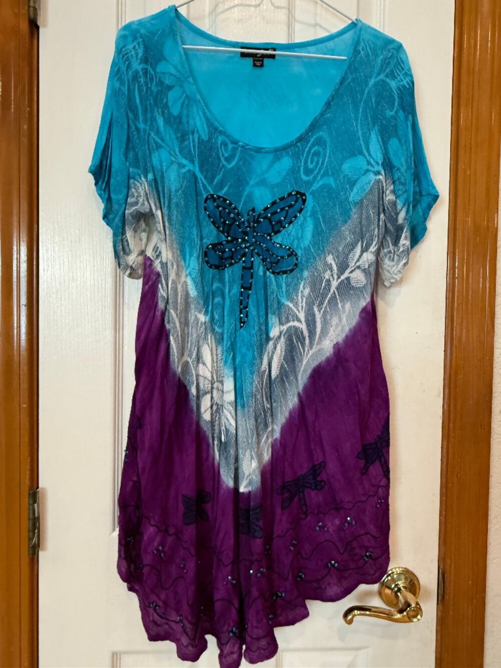 Greater Goods Embellished Dragonfly Tunic - One Size - Roomy, Light & Airy!